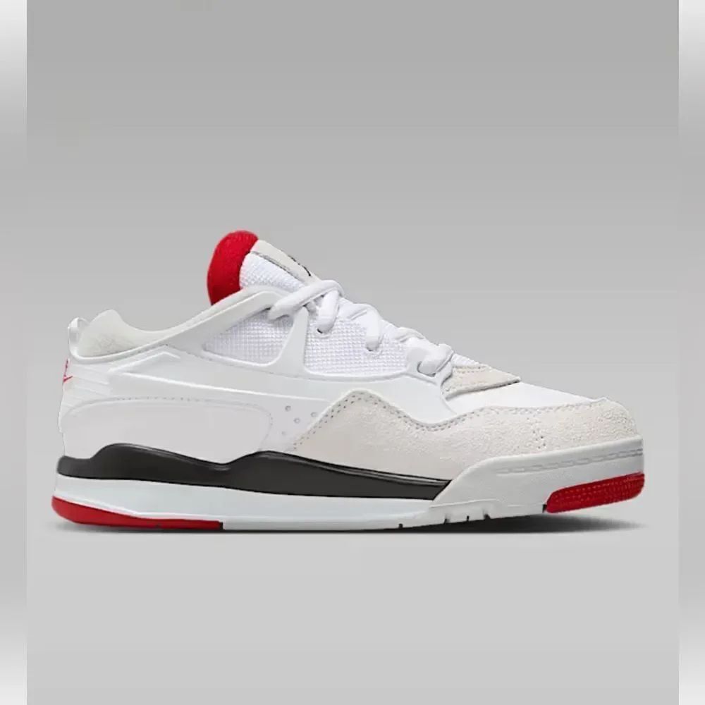 Air Jordan 4 RM Red & White Kids Leather Sneaker(Size 5.5Y)